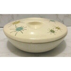 Vintage Franciscan Atomic Starburst Casserole Dish w/ Lid MCM RARE  8.25”